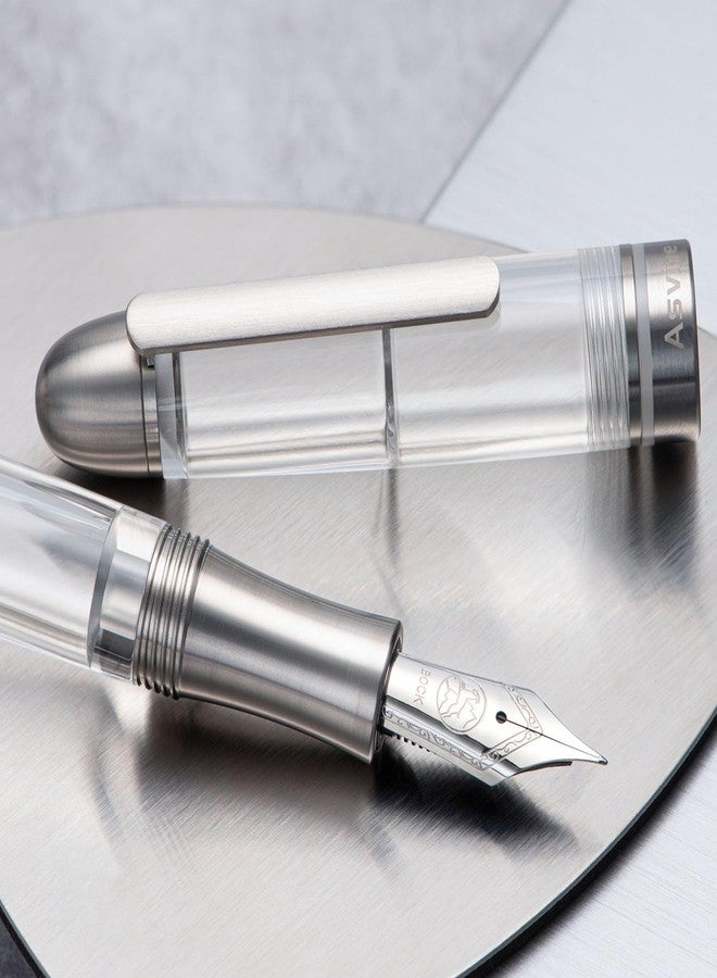 Asvine P36 Titanium Fountain Pen Piston Filling, Bock Extra Fine Nib Clear Transparent Acrylic Smooth Writing Signature Pen Case Gift Set - Image 2
