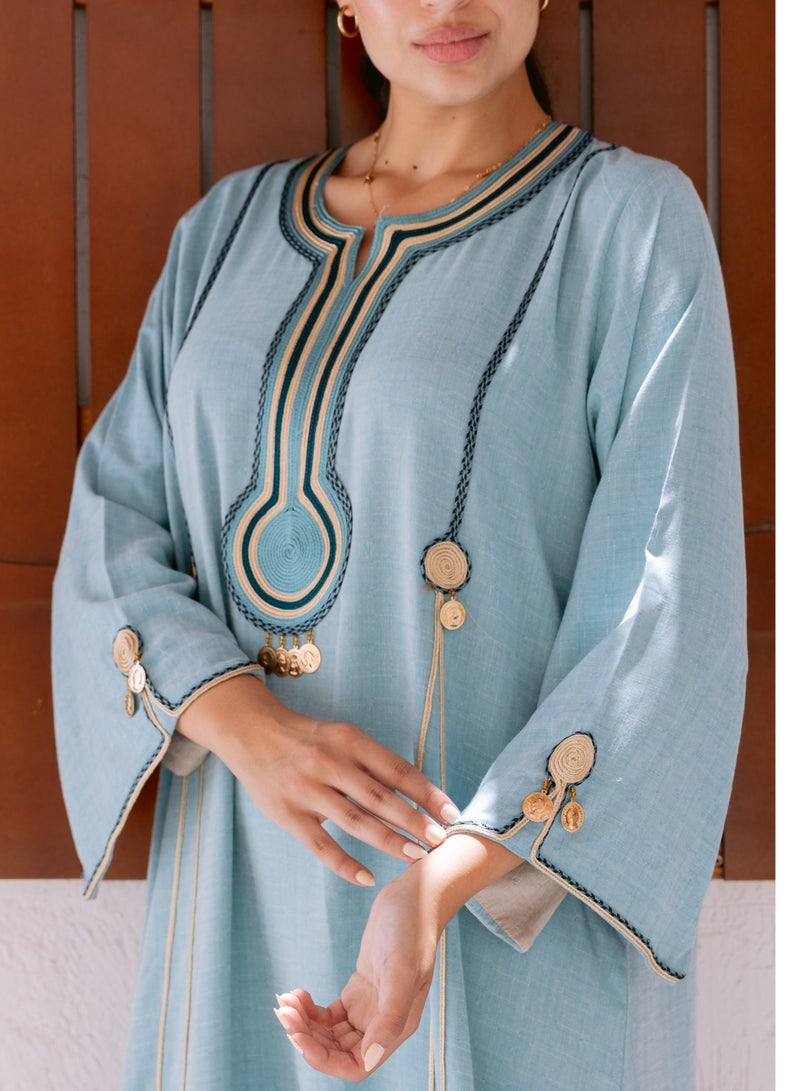 افندينا  جلابية كتان بأناقة طبيعية ولمسة عصرية - Image 1