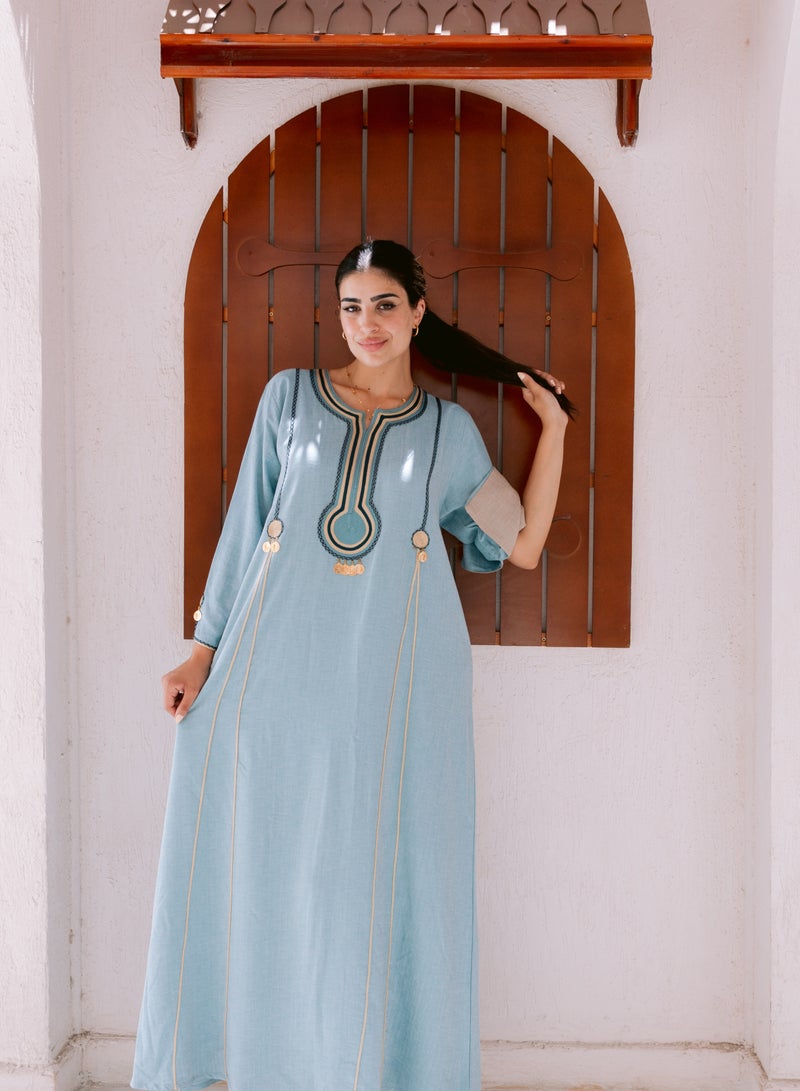 افندينا  جلابية كتان بأناقة طبيعية ولمسة عصرية - Image 2