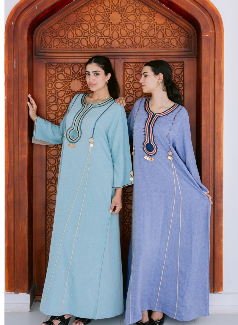 افندينا  جلابية كتان بأناقة طبيعية ولمسة عصرية - Image 3