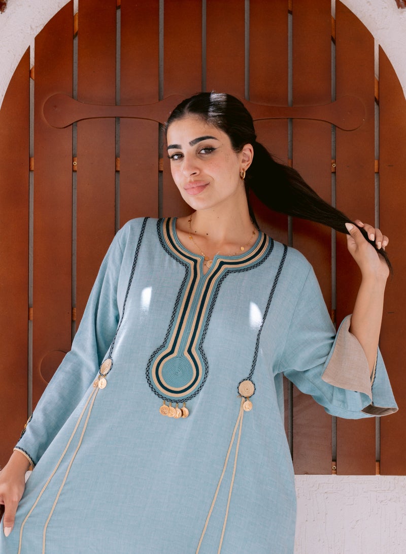 افندينا  جلابية كتان بأناقة طبيعية ولمسة عصرية - Image 5