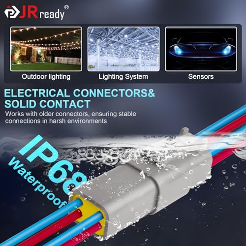JRready DW5007-03 Deutsch Connector Kit,DT Connector 2 Pin,3 4 6 8 12 Pin Gray IP68 Waterproof Electrical Wire Connectors,Deutsch Crimp Tool 12-22AWG,Size 16 Solid Terminal,Deutsch Pin Removal Tool - Image 5