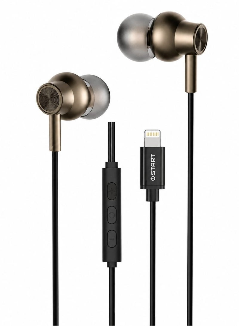 ST-729 Wired Lightning Stereo Hi-Fi Earphones Crystal Clear Sound In-Ear Headphones with Microphone and Control Buttons for iPhone and iPad