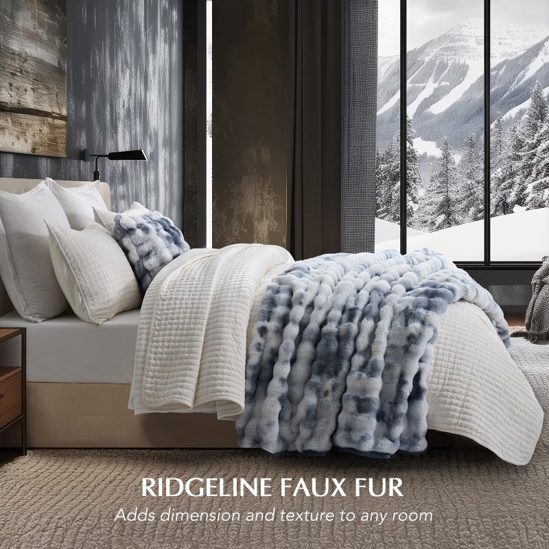 EverGrace Ultra Soft Luxury Fluffy Faux Rabbit Fur Throw Blanket, Thick Warm Bubble Throw for Bed, Cozy Plush Reversible Blankets for Couch, Chair, Sofa, Cloud Blue, 50x60 Inches - Image 2