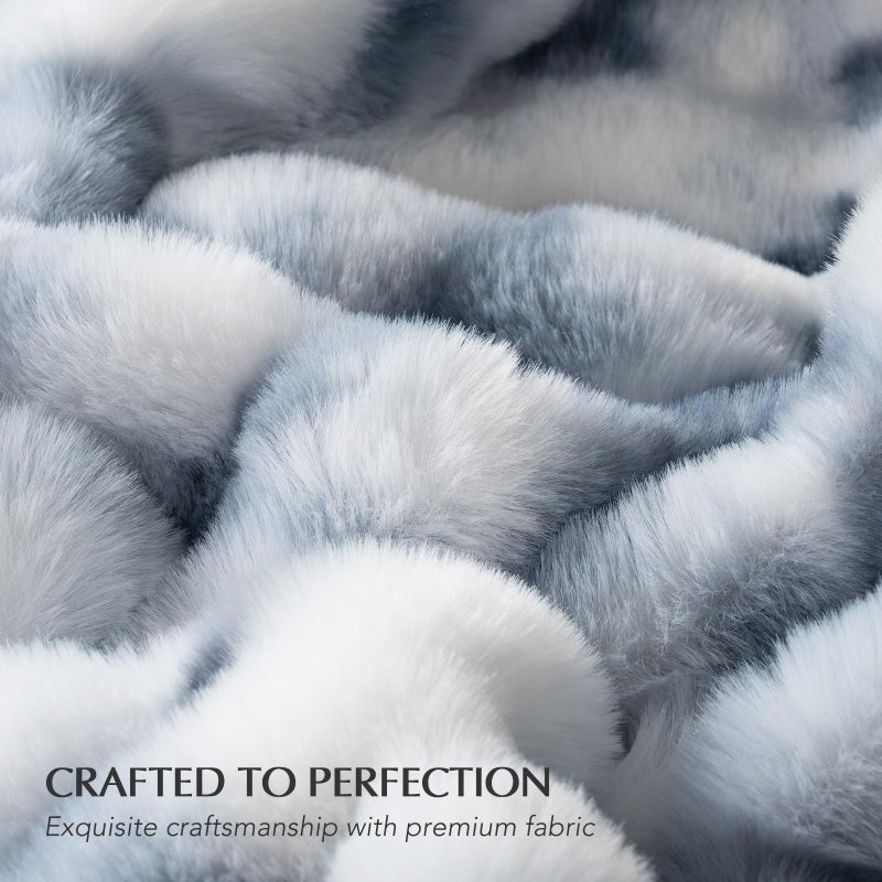 EverGrace Ultra Soft Luxury Fluffy Faux Rabbit Fur Throw Blanket, Thick Warm Bubble Throw for Bed, Cozy Plush Reversible Blankets for Couch, Chair, Sofa, Cloud Blue, 50x60 Inches - Image 4