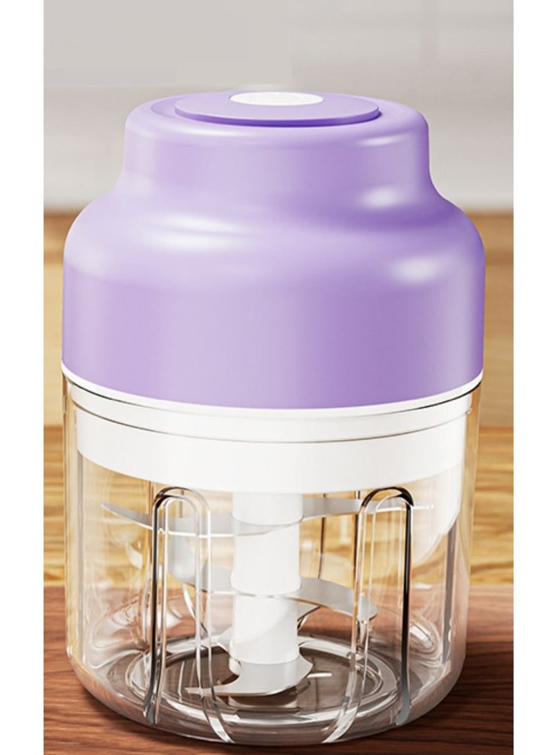 Hihonor Electric chopper, Electric Mini Garlic Mixer Blender Multifunctional Food Supplement Machine, Beat Garlic Chopped, Onion, Meat Crusher, USB Charging,320ml(Purple)  - Image 1