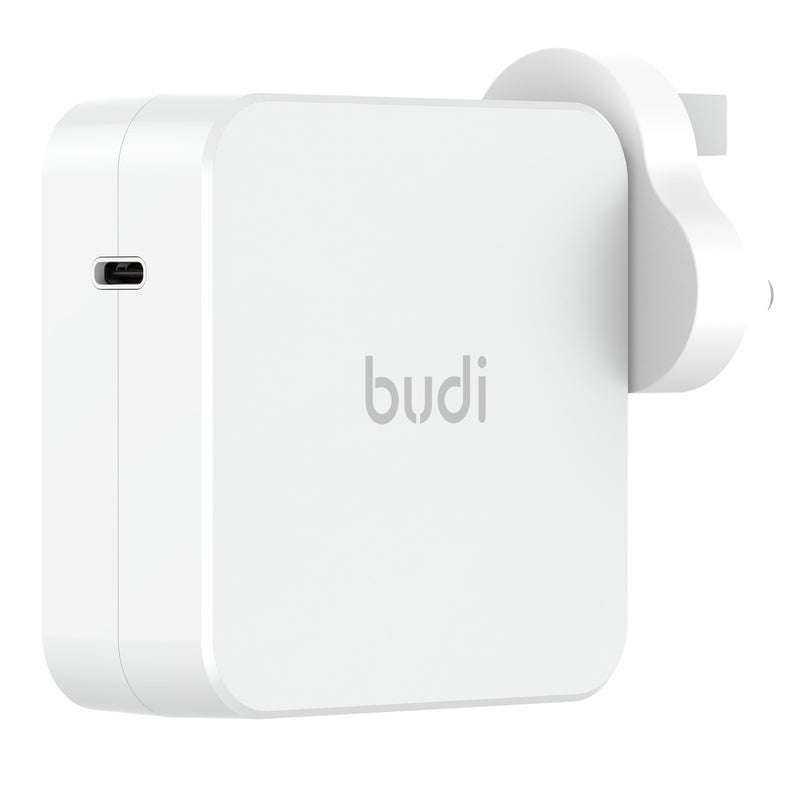 بودي شاحن حائط سريع بتقنية GaN وقوة 100 واط (AC376UTTW) مع كابل USB-C إلى USB-C بطول مترين؛ محول شحن فائق السرعة بتقنية PD لأجهزة الكمبيوتر المحمول والأجهزة اللوحية والهواتف الذكية؛ شاحن مدمج ومثالي للسفر، لون أبيض. - Image 2