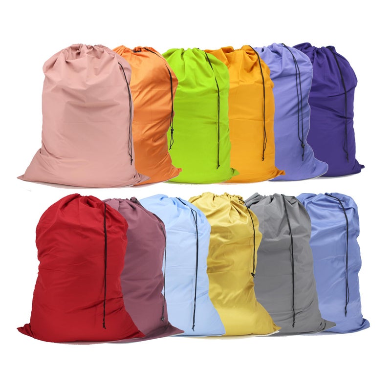 Extra Large Laundry Bag Travel Laundry Bags with Drawstring Closure Fit a Laundry Basket or Hamper for college dorm and apartment dwellers Machine Washable 30x40 Mixed Color 12 Pack