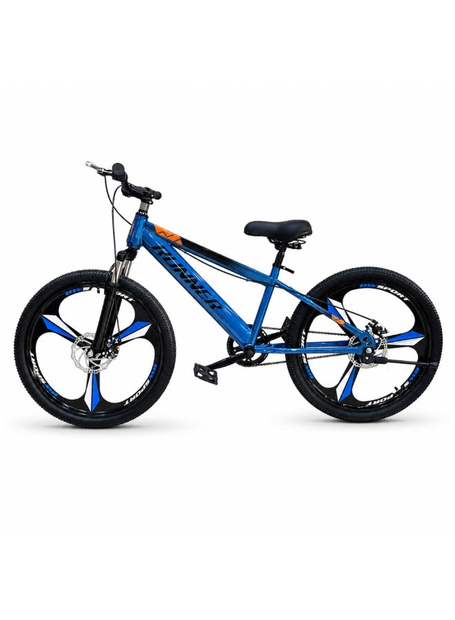 RUNNER MAG 24" Bicycle with 3-Spoke Mag Alloy Wheels, Dual Disc Brakes, Front Suspension, Carbon Steel Frame, Quick Release Seat, Fully Assembled - Image 4