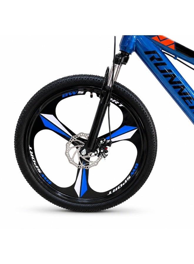 RUNNER MAG 24" Bicycle with 3-Spoke Mag Alloy Wheels, Dual Disc Brakes, Front Suspension, Carbon Steel Frame, Quick Release Seat, Fully Assembled - Image 5