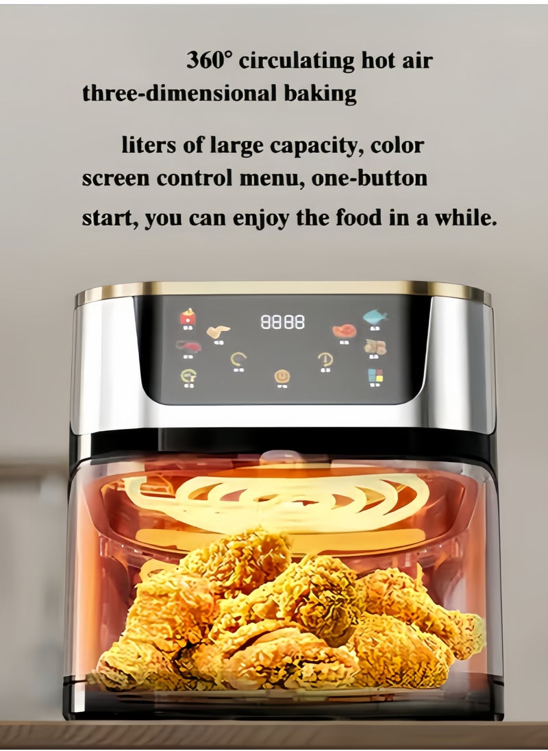 Smart Air Fryer Touch Screen  - Silver White