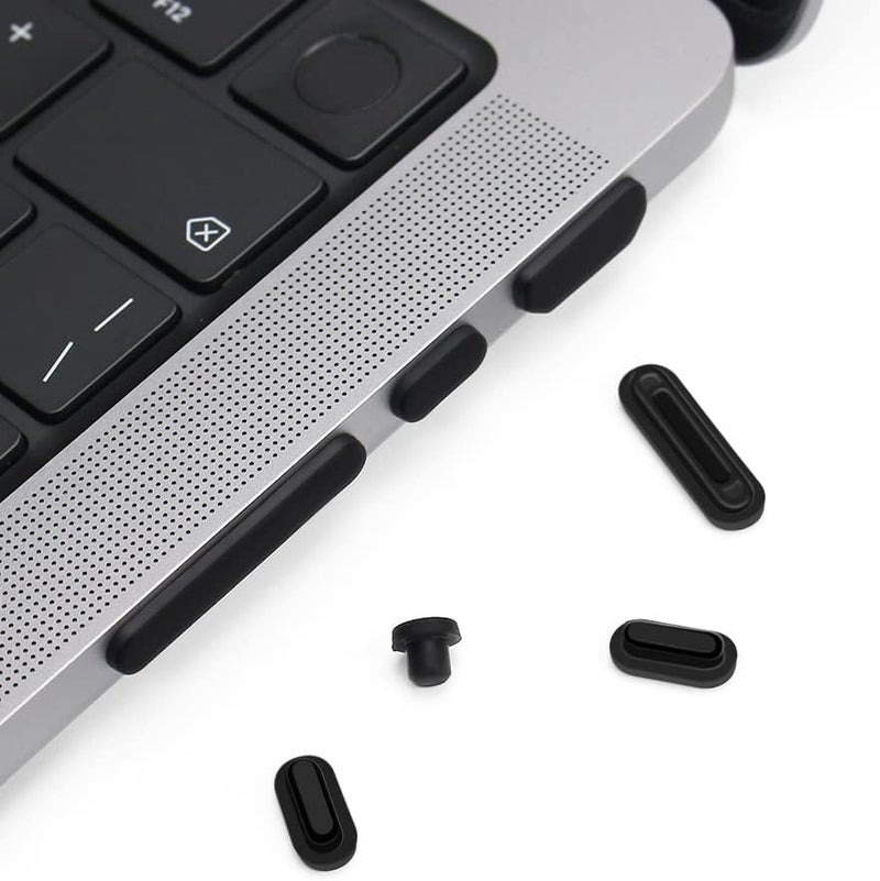 ProElife 7 Pcs Anti Dust Dirt Plug Cups Set for 2023-2021 MacBook Pro 14.2 inch 16.2 inch M3 M2 M1 Pro/Max (Model: A2779/A2442/A2780/A2485) Accessory Silicone Anti Dirt Protective Cover (Black) - Image 1