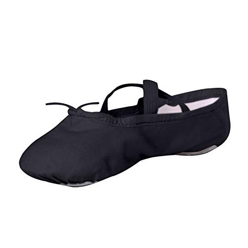 Stelle Ballet Shoes for Girls Women Canvas Ballet Slippers Dance Ballerina Shoes Baby Flats for Toddler/Little Kid/Big Kid/Women(4MB, Black) - Image 1
