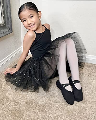 Stelle Ballet Shoes for Girls Women Canvas Ballet Slippers Dance Ballerina Shoes Baby Flats for Toddler/Little Kid/Big Kid/Women(4MB, Black) - Image 2