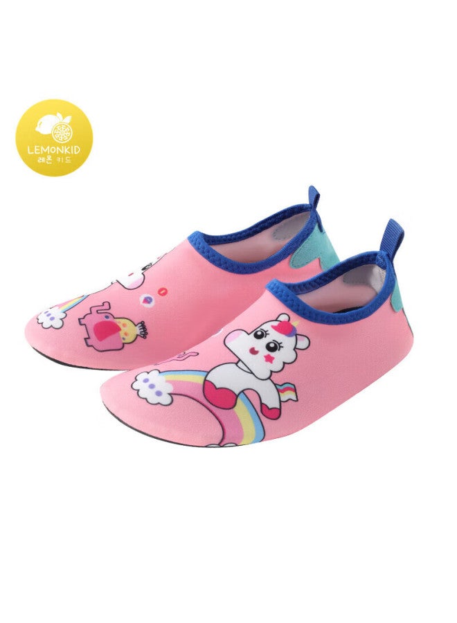 Lemonkid Children's Beach Shoes, Water Park Diving Swimming Shoes, Boys And Girls Soft-soled Slippers, Cherry Pink Unicorn, Size 26/27 - Image 1
