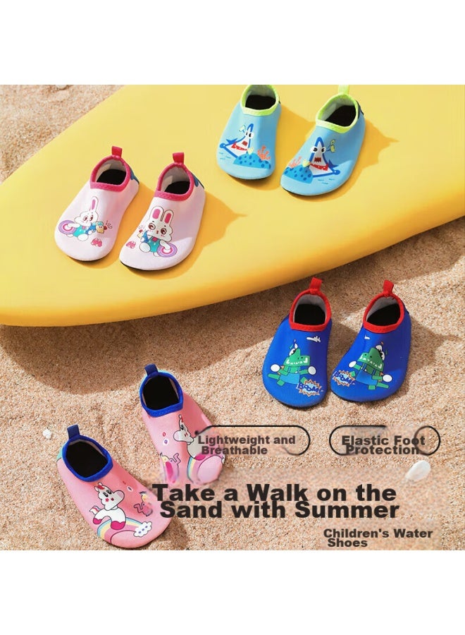 Lemonkid Children's Beach Shoes, Water Park Diving Swimming Shoes, Boys And Girls Soft-soled Slippers, Cherry Pink Unicorn, Size 26/27 - Image 2