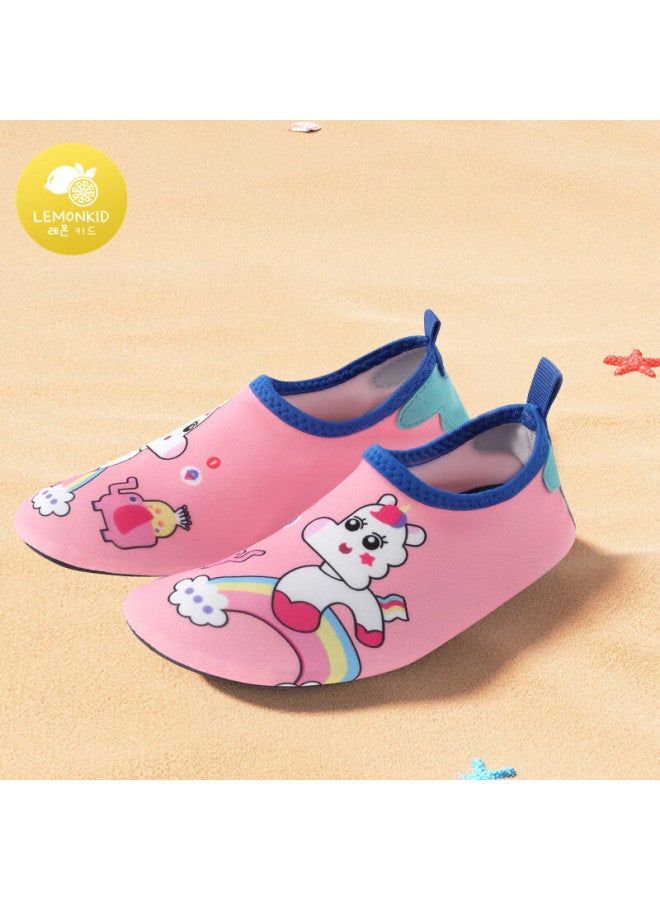 Lemonkid Children's Beach Shoes, Water Park Diving Swimming Shoes, Boys And Girls Soft-soled Slippers, Cherry Pink Unicorn, Size 26/27 - Image 4