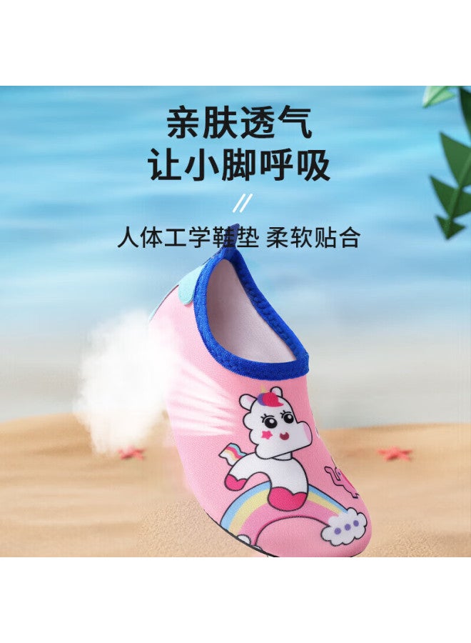 Lemonkid Children's Beach Shoes, Water Park Diving Swimming Shoes, Boys And Girls Soft-soled Slippers, Cherry Pink Unicorn, Size 26/27 - Image 3