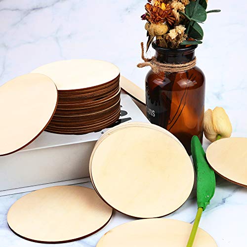 SKPPC 80 Pieces 4 Inch Unfinished Wood Circles Rounds Wooden Cutouts for Crafts, Door Design, Christmas Decorations, Coasters and DIY Home Decor - Image 5