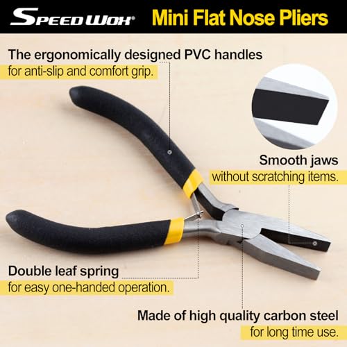 SPEEDWOX Duck Bill Fine Pliers - Flat Nose Chain Nose Pliers for Jewelry Making - 5 Inch Mini Precision Smooth Flat Jaws Non-slip Damping Handles - Image 5