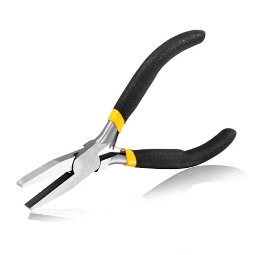 SPEEDWOX Duck Bill Fine Pliers - Flat Nose Chain Nose Pliers for Jewelry Making - 5 Inch Mini Precision Smooth Flat Jaws Non-slip Damping Handles - Image 1