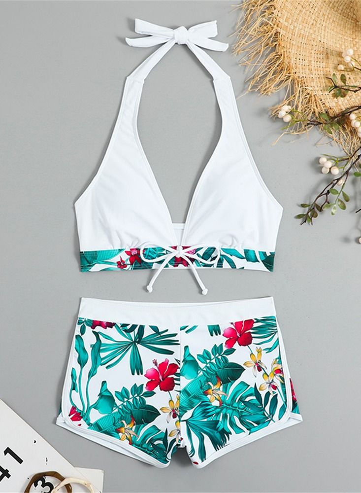 Loquat 2 Piece Beach Bow Swimsuit Bikini White  - Image 1