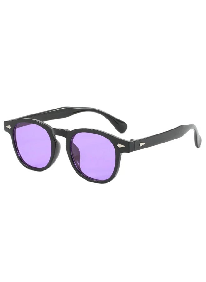 Generic - 2024 Vintage Johnny Depp Style Round Sunglasses Clear Transparent Ocean Lens Sun Glasses Male Female Designer Oculos De Sol-Lenses Color:Blue - Image 1