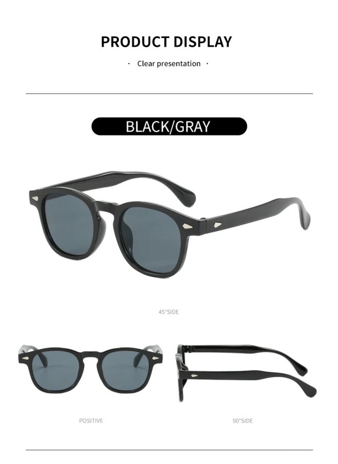 Generic - 2024 Vintage Johnny Depp Style Round Sunglasses Clear Transparent Ocean Lens Sun Glasses Male Female Designer Oculos De Sol-Lenses Color:Blue - Image 1