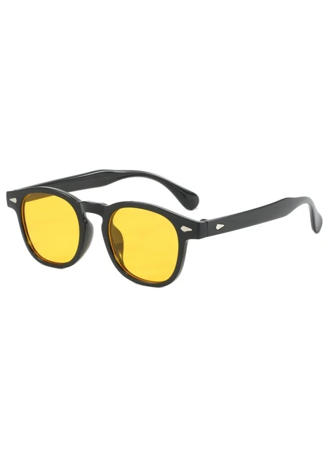 Generic - 2024 Vintage Johnny Depp Style Round Sunglasses Clear Transparent Ocean Lens Sun Glasses Male Female Designer Oculos De Sol-Lenses Color:Blue - Image 1