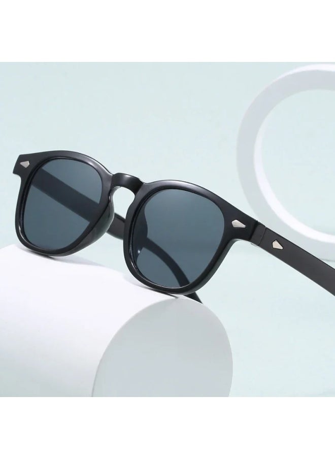 Generic - 2024 Vintage Johnny Depp Style Round Sunglasses Clear Transparent Ocean Lens Sun Glasses Male Female Designer Oculos De Sol-Lenses Color:Blue - Image 1
