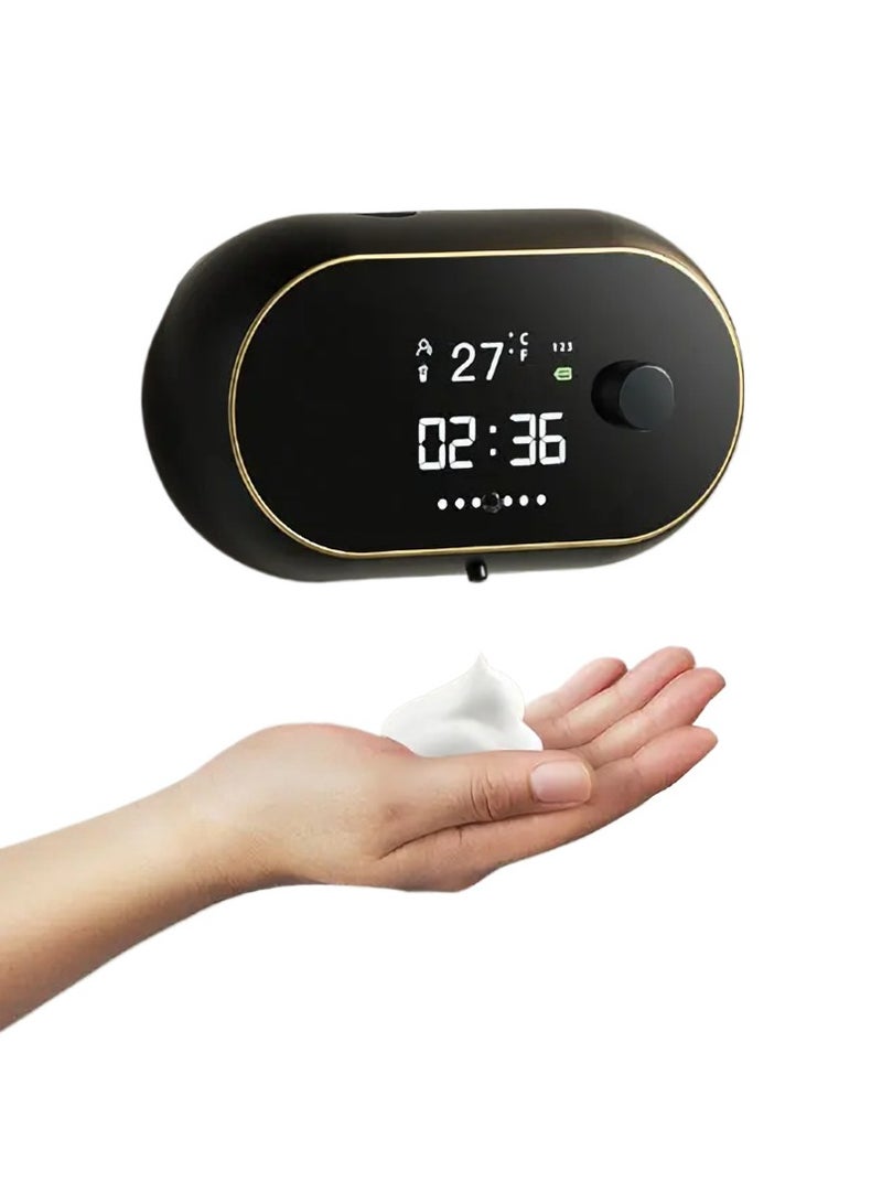 AROAQ Soap Dispenser, 450ml Wall Mount Foam Soap Dispenser, Rechargeable Touchless Automatic Hand Sanitizer With Temperature Display, Creative Liquid Foam Soap Dispenser For Bathroom, (Black)  - Image 1