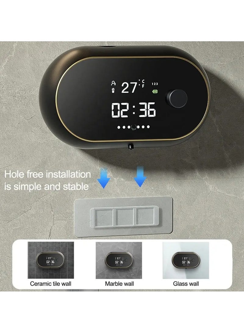 AROAQ Soap Dispenser, 450ml Wall Mount Foam Soap Dispenser, Rechargeable Touchless Automatic Hand Sanitizer With Temperature Display, Creative Liquid Foam Soap Dispenser For Bathroom, (Black)  - Image 3