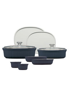 Corningware CorningWare Ceramic Bakeware Set with Lids, Chip and Crack Resistant Stoneware Baking Dish, Microwave, Dishwasher, Oven, Freezer and Fridge Safe, 10-Piece French Navy  - Image 1
