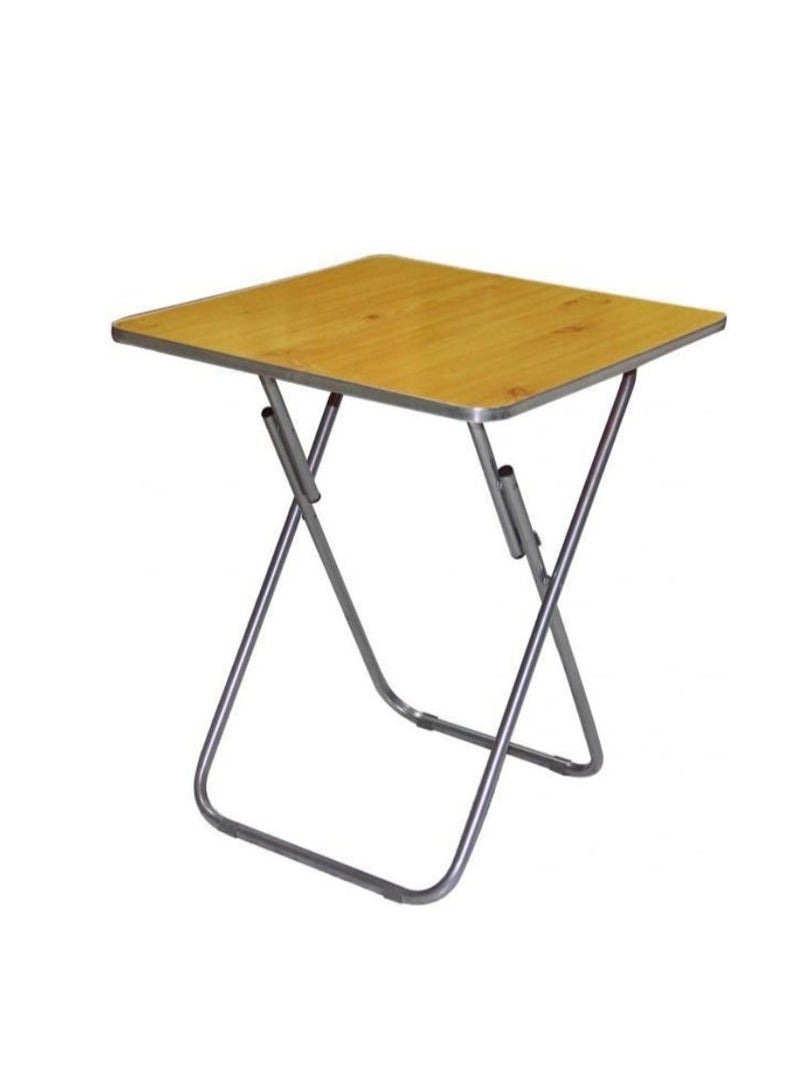 طاولة معدنية مربعة قابلة للطي من الخشب البني - للتخييم المنزلي الداخلي والخارجي، مطبخ خارجي، المشي لمسافات طويلة، النزهات، الحفلات، مكتب أدوات طاولة الطعام - 60 × 60 × 70 سم - Image 5