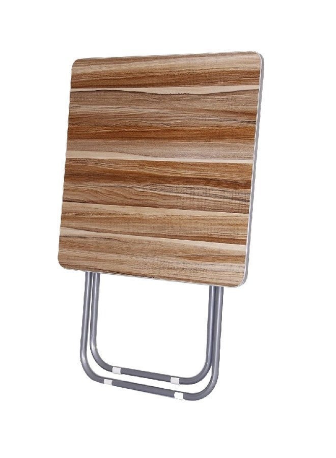 طاولة معدنية مربعة قابلة للطي من الخشب البني - للتخييم المنزلي الداخلي والخارجي، مطبخ خارجي، المشي لمسافات طويلة، النزهات، الحفلات، مكتب أدوات طاولة الطعام - 60 × 60 × 70 سم - Image 4