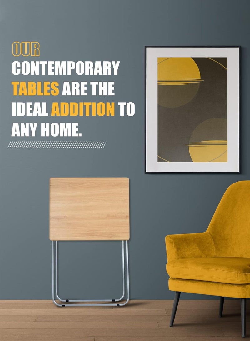 طاولة معدنية مربعة قابلة للطي من الخشب البني - للتخييم المنزلي الداخلي والخارجي، مطبخ خارجي، المشي لمسافات طويلة، النزهات، الحفلات، مكتب أدوات طاولة الطعام - 60 × 60 × 70 سم - Image 3