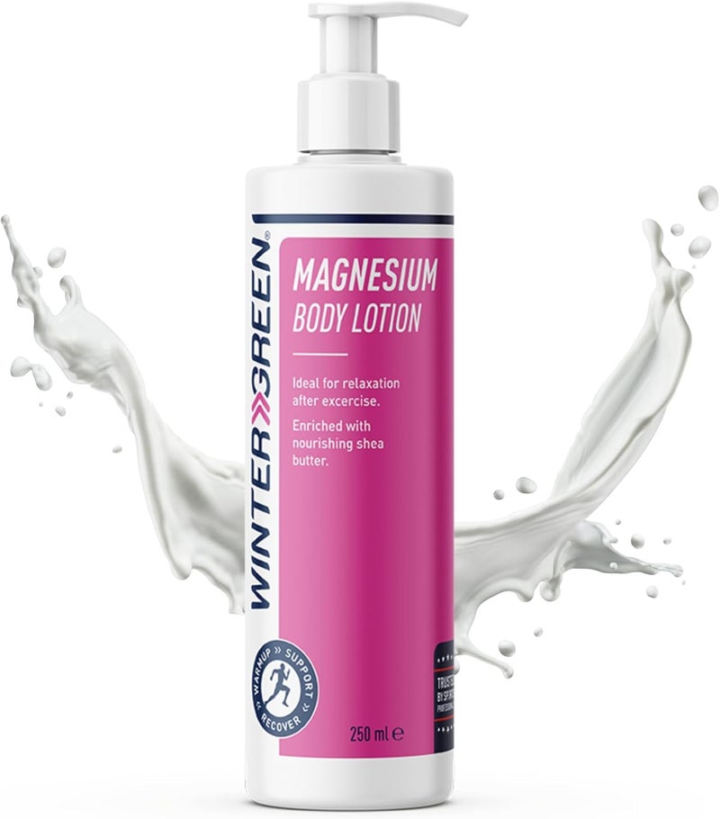 Wintergreen Magnesium Body Lotion 250ml with Pure Magnesium Arnica Vitamin E Fast Relief for Muscle Cramps Inflammation Fatigue Hydrating Body Lotion for Youthful Skin Muscle Recovery