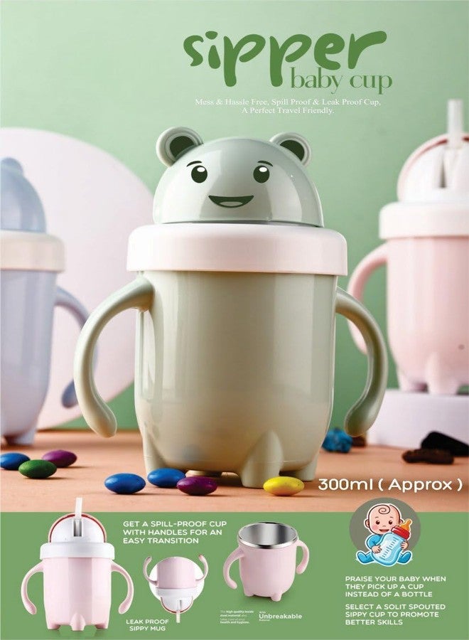 BLLUEX 300ml Baby Sipper for Infant/Toddler, Baby Straw Cup, Soft Silicone Straw Cup, Baby Sipper Bottle for 6 Month+, Anti-Spill with BPA Free, Lid & Easy Grip Handles for Toddlers (Multicolor) - Image 4