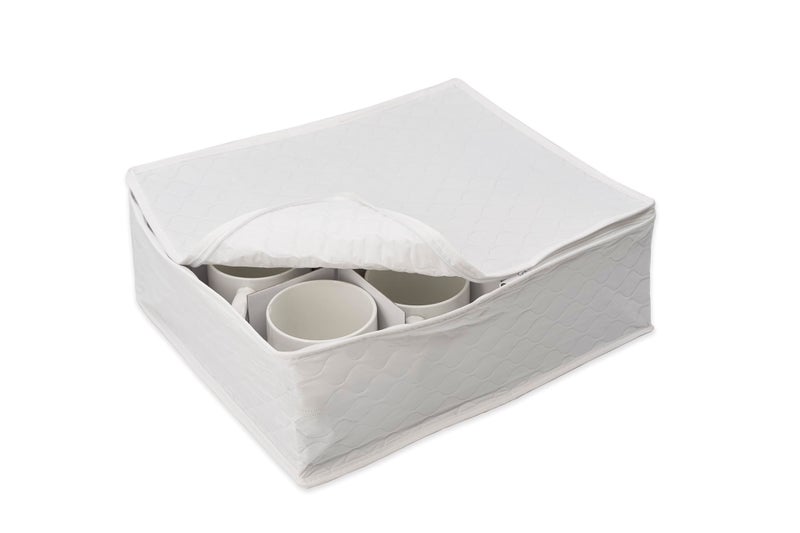 LAMINET Quilted Mug/Cup Storage Case - Holds Up to 12 Mugs/Cups - WHITE - Image 1