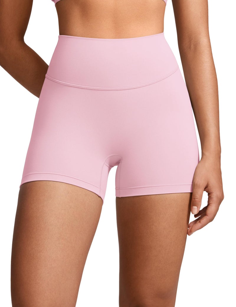 INGIA Womens High Waist No Front Seam Biker Shorts 4 Inches Running Volleyball Spandex Yoga Gym Workouts Milk Pink X-Small - Image 1