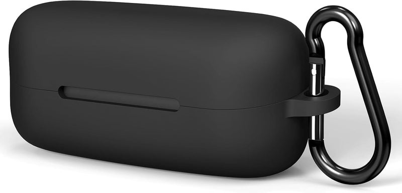 Geekria Silicone Case Cover Compatible with Sony WF-C510 True Wireless Earbuds, Protective Earphones Skin Cover with Keychain Hook, Charging Port Accessible, Front LED Visible (Black) - Image 1