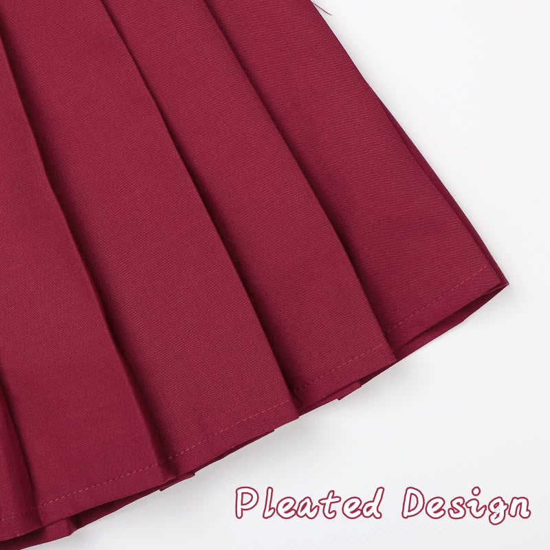 KEREDA Girls Pleated Mini Skirt High Waist Tennis School Uniform Skirts 10-12 Years Black - Image 4