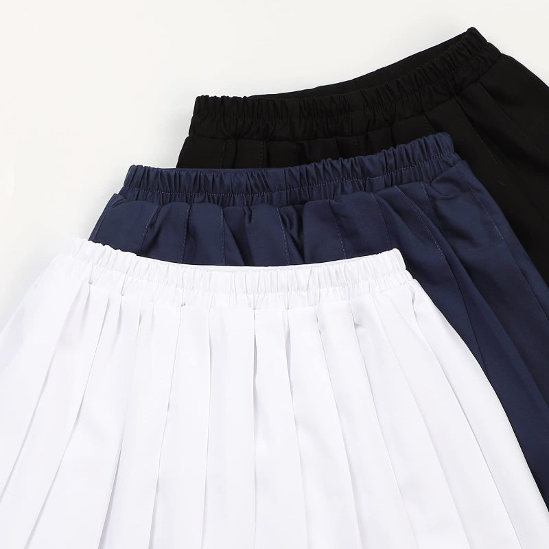 KEREDA Girls Pleated Mini Skirt High Waist Tennis School Uniform Skirts 10-12 Years Black - Image 3
