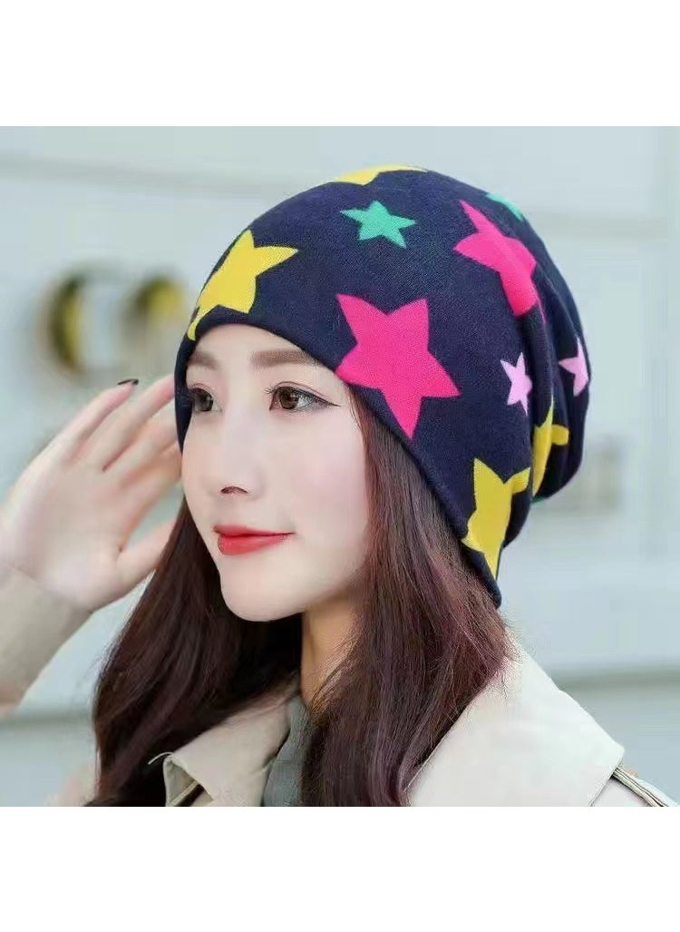Generic Versatile Autumn Winter Twist Scarf Cap No. 37 five-star pattern 
