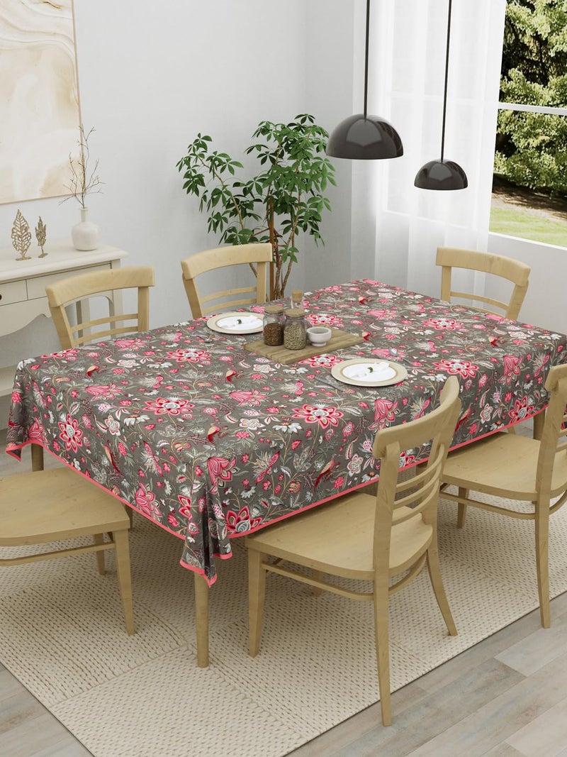 Clasiko 6 Seater 100 Cotton Table Cloth 60x90 Inches Pink Flowers - Image 1