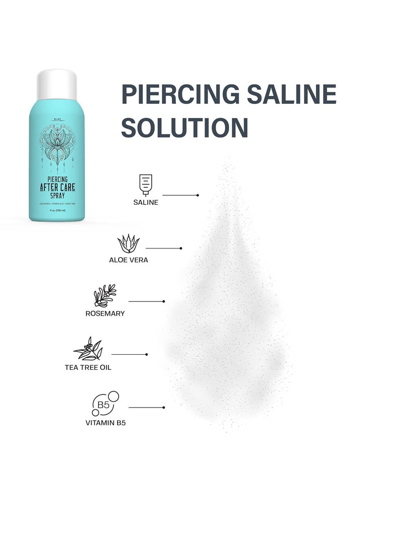 BASE LABORATORIES BASE LABORATORIES Piercing Aftercare - Piercing Bump Treatment Kit | Keloid Bump Removal Oil + Piercing Aftercare Spray for Ears, Nose, Body(4oz) | Piercing Cleaner Saline Solution Spray 15ml + 120ml  - Image 2