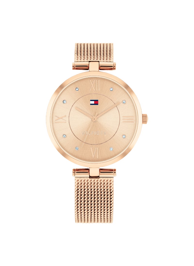 TOMMY HILFIGER - ساعة نسائية دائرية أنالوج بعلبة من الذهب الوردي - 1782712 - Image 1