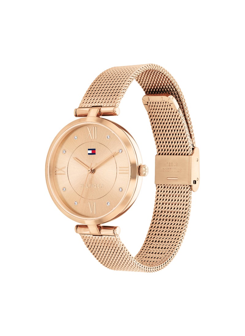 TOMMY HILFIGER - ساعة نسائية دائرية أنالوج بعلبة من الذهب الوردي - 1782712 - Image 1