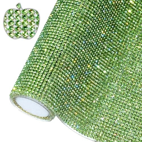 Locacrystal Bling Rhinestone Sticker DIY Car Decoration Stickers SelfAdhesive Hotfix Glitter Crystal Gem Sheet Sticker for Car  Crafts with 19440 Pcs 2mm Rhinestones GreenPeridot94 x 158