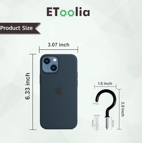 Etoolia Ceiling Hooks for Hanging Plants- 20pcs 2.9 inches Heavy Duty Vinyl Coated Plant and Kitchen Mug, Black Hanging Hooks for Indoor Outdoor Lights and Wind Chimes - Image 2